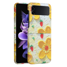 For Samsung Z Flip4 Case Snap on Floral Design Protective Hybrid Phone Cover