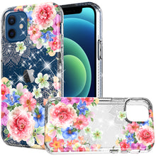 For iPhone 13 PRO Case Floral Glitter Design 2.5mm Protective Fashion Cover