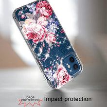 For iPhone 13 PRO Case Floral Glitter Design 2.5mm Protective Fashion Cover