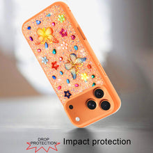 For iPhone 17 Pro Max Case Butterfly 3D Jewel Glitter Bling + Tempered Glass