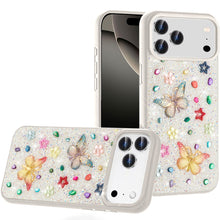 For iPhone 17 PRO Case Butterfly 3D Jewel Glitter Bling Cover + Tempered Glass