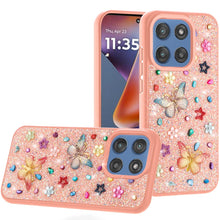 For Moto G 2025 Case Butterfly 3D Jewel Glitter Bling Cover + Tempered Glass
