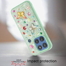 For Moto G 2025 Case Butterfly 3D Jewel Glitter Bling Cover + Tempered Glass