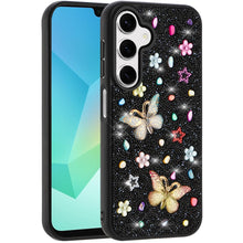 For Samsung A16 5G Case Butterfly 3D Jewel Glitter Bling Cover +Tempered Glass