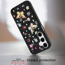For Samsung A16 5G Case Butterfly 3D Jewel Glitter Bling Cover +Tempered Glass