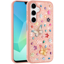 For Samsung A16 5G Case Butterfly 3D Jewel Glitter Bling Cover +Tempered Glass