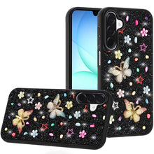For Samsung A17 5G Case Butterfly 3D Jewel Glitter Bling Cover + Tempered Glass