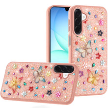 For Samsung A17 5G Case Butterfly 3D Jewel Glitter Bling Cover + Tempered Glass