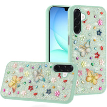 For Samsung A17 5G Case Butterfly 3D Jewel Glitter Bling Cover + Tempered Glass