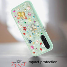 For Samsung A17 5G Case Butterfly 3D Jewel Glitter Bling Cover + Tempered Glass