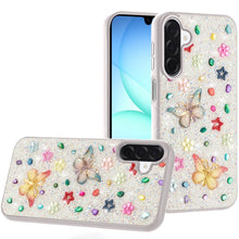 For Samsung A17 5G Case Butterfly 3D Jewel Glitter Bling Cover + Tempered Glass