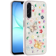 For Samsung A17 5G Case Butterfly 3D Jewel Glitter Bling Cover + Tempered Glass