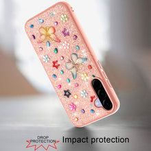 For Samsung A36 Case Butterfly 3D Jewel Glitter Bling Cover + Tempered Glass