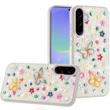 For Samsung A36 Case Butterfly 3D Jewel Glitter Bling Cover + Tempered Glass