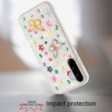 For Samsung A36 Case Butterfly 3D Jewel Glitter Bling Cover + Tempered Glass