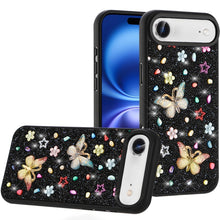For iPhone Air Case Butterfly 3D Jewel Glitter Bling Phone Cover +Tempered Glass