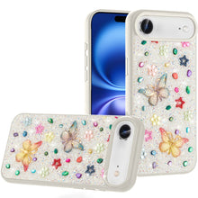 For iPhone Air Case Butterfly 3D Jewel Glitter Bling Phone Cover +Tempered Glass