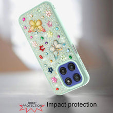 For Moto G Stylus 2025 Case Butterfly 3D Jewel Glitter Cover + Tempered Glass