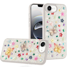 For iPhone 16e Case Butterfly 3D Jewel Glitter Bling Phone Cover +Tempered Glass