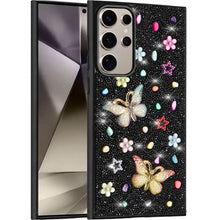 Samsung Galaxy S24 Ultra Case Floral Butterfly 3D Jewel Glitter Bling Cover