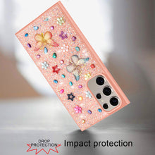 Samsung Galaxy S24 Ultra Case Floral Butterfly 3D Jewel Glitter Bling Cover