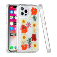 For iPhone 13 PRO Case 3in1 Pressed Flowers Epoxy Design Hybrid Phone Cover