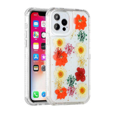 For iPhone 13 PRO Case 3in1 Pressed Flowers Epoxy Design Hybrid Phone Cover