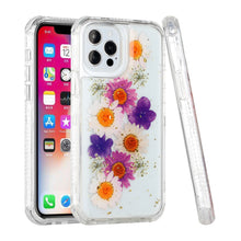 For iPhone 13 PRO Case 3in1 Pressed Flowers Epoxy Design Hybrid Phone Cover