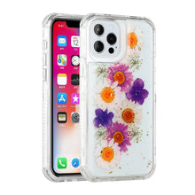For iPhone 14 Case 3in1 Pressed Flowers Epoxy Design Hybrid Phone Cover