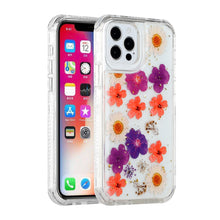 For iPhone 13 PRO Case 3in1 Pressed Flowers Epoxy Design Hybrid Phone Cover