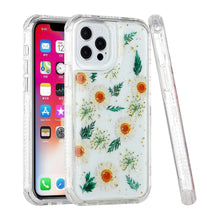 For iPhone 13 PRO Case 3in1 Pressed Flowers Epoxy Design Hybrid Phone Cover