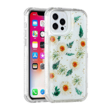 For iPhone 13 PRO Case 3in1 Pressed Flowers Epoxy Design Hybrid Phone Cover