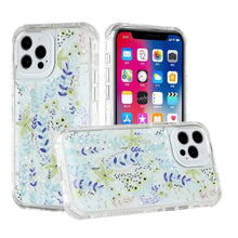 For iPhone 13 PRO Case 3in1 Pressed Flowers Epoxy Design Hybrid Phone Cover