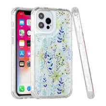 For iPhone 13 PRO Case 3in1 Pressed Flowers Epoxy Design Hybrid Phone Cover