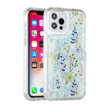 For iPhone 13 PRO Case 3in1 Pressed Flowers Epoxy Design Hybrid Phone Cover