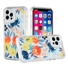 For iPhone 13 PRO Case 3in1 Pressed Flowers Epoxy Design Hybrid Phone Cover