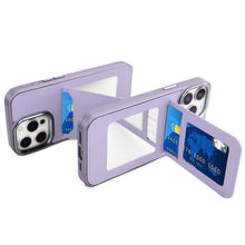 For iPhone 15 Pro Max Case PU Leather Card Cover with Mirror + 2 Tempered Glass