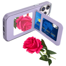 For iPhone 15 Pro Max Case PU Leather Card Cover with Mirror + 2 Tempered Glass