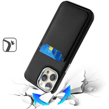 For iPhone 12 Pro Max Case PU Leather Card Cover with Mirror + Tempered Glass