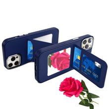 For iPhone 12 Pro Max Case PU Leather Card Cover with Mirror + Tempered Glass