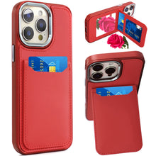 For iPhone 13 Pro Max 6.7 inch Case PU Leather Card Cover with Compact Mirror
