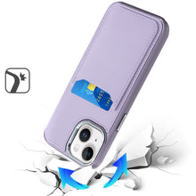 For iPhone 13/14 Case PU Leather Card Cover with Compact Mirror + Tempered Glass