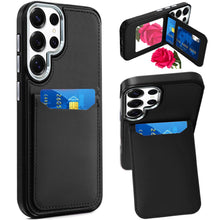 Samsung Galaxy S24 Ultra Case PU Leather Card Phone Cover with Compact Mirror