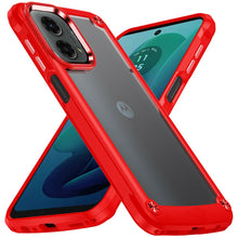 For Moto G 5G (2024) Case Hybrid Cover Metal Buttons Clear Back +Tempered Glass