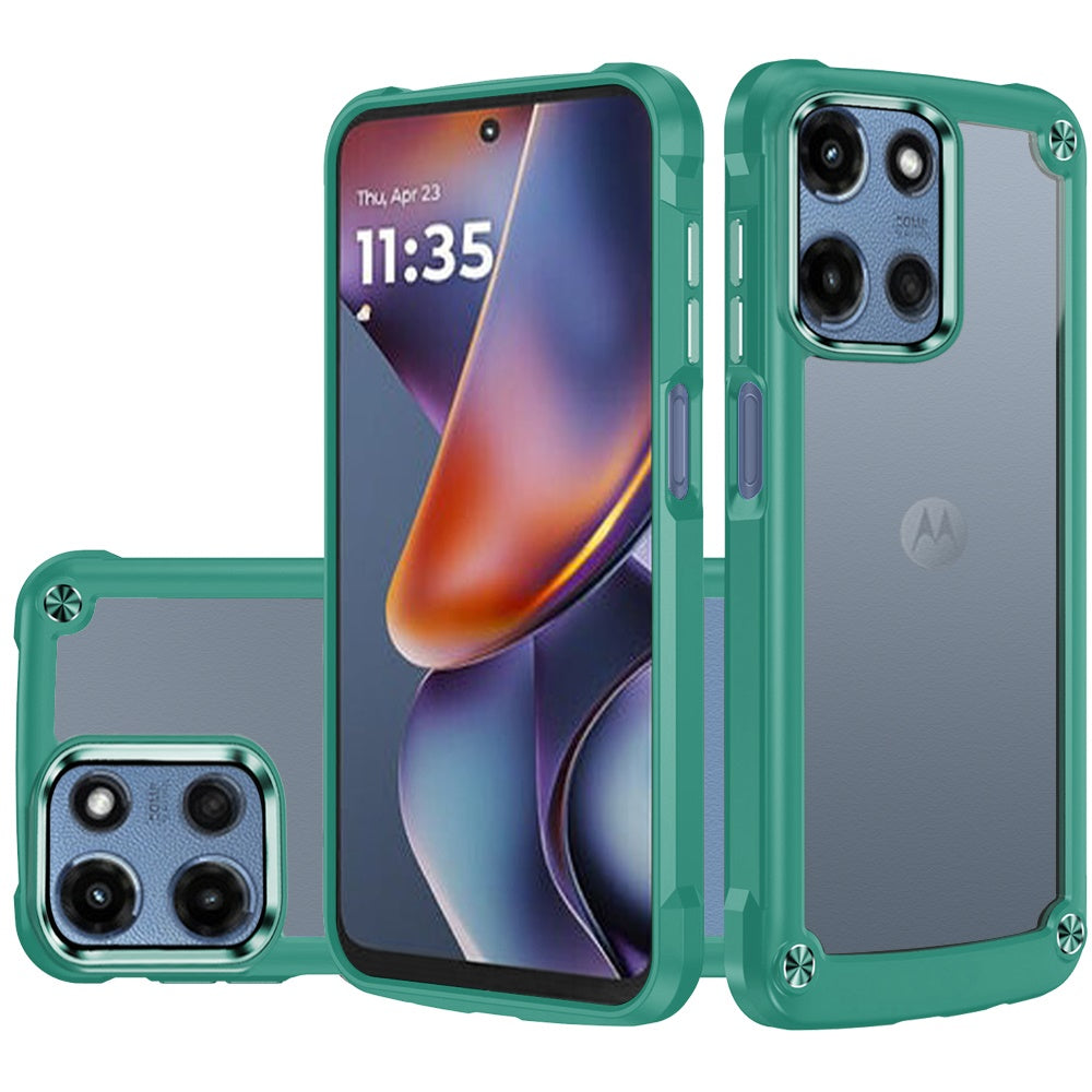 For Moto G 2025 Case Hybrid with Metal Buttons and Raised Bezel + Tempered Glass