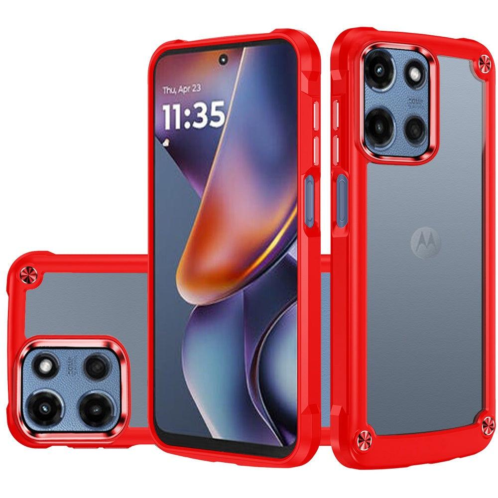 For Moto G 2025 Case Hybrid with Metal Buttons and Raised Bezel + Tempered Glass