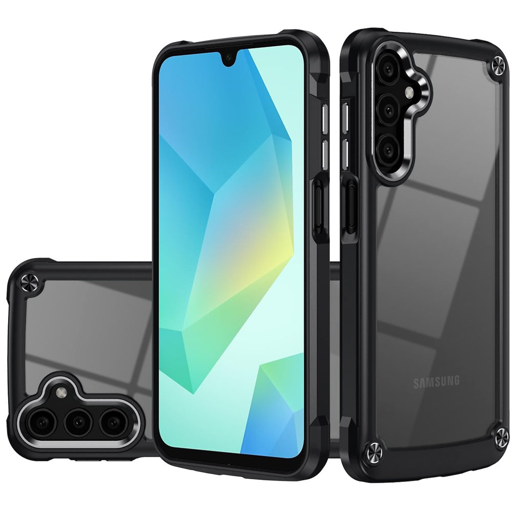 For Samsung A16 5G Case Hybrid Metal Buttons Raised Camera Lip + Tempered Glass
