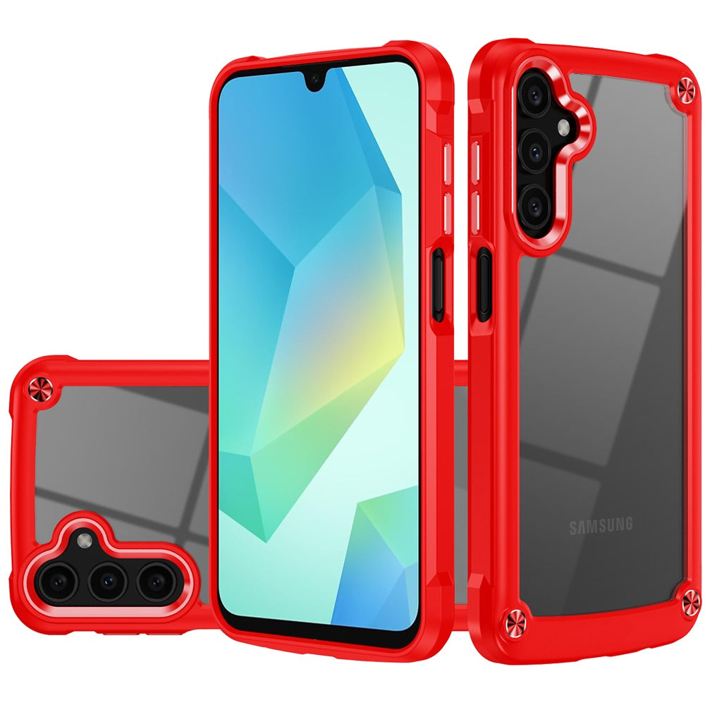 For Samsung A16 5G Case Hybrid Metal Buttons Raised Camera Lip + Tempered Glass