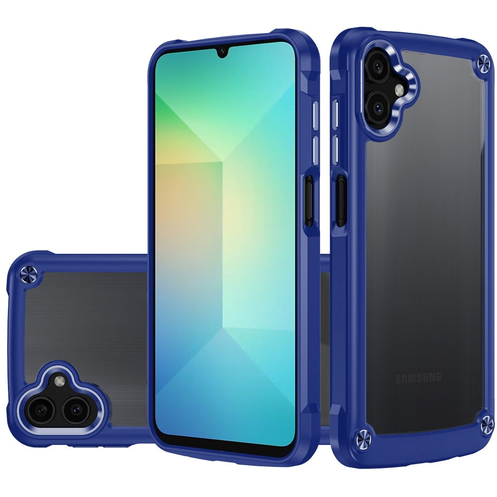 For Samsung Galaxy A06 Case Hybrid Cover w/ Metal Buttons and Raised Camera Lip