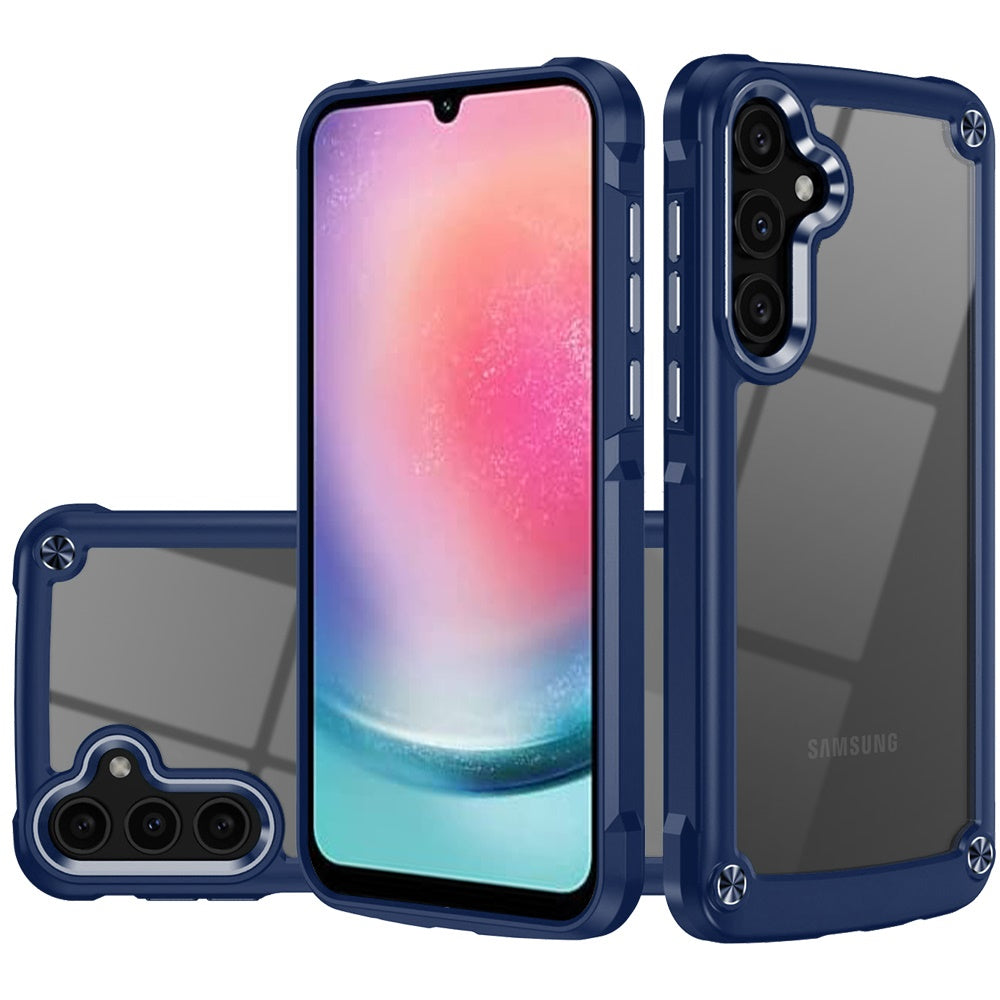 For Samsung A26 5G Case Hybrid Metal Buttons Raised Camera Lip + Tempered Glass